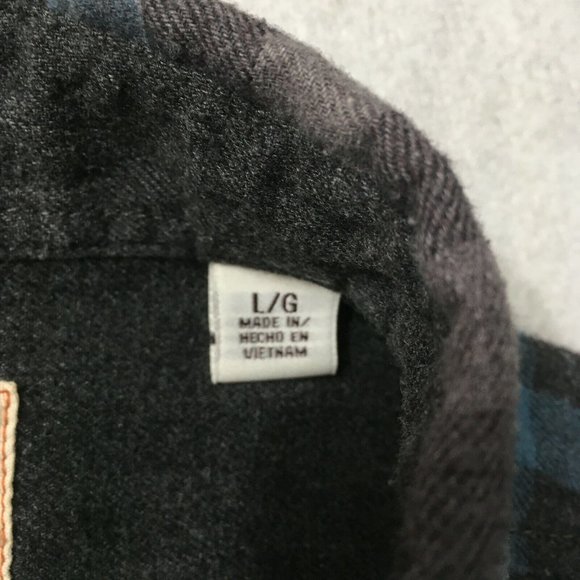 #7 Weatherproof Vintage Men's Flannel Shirt Sz L Grey Blue Plaid Copen Button Up - Picture 8 of 10